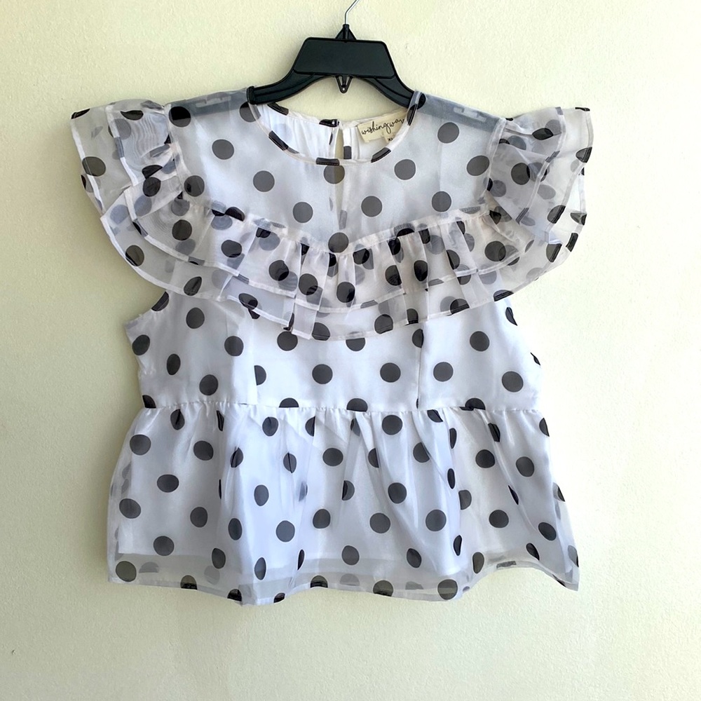 20. Wishing Waves White Black Polka-Dot Blouse